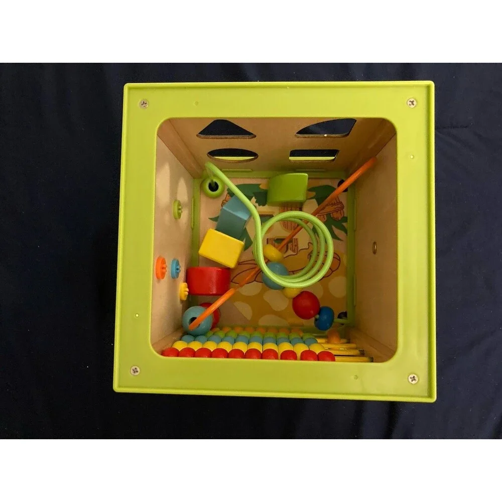 TOYVENTIVE Wooden Activity Cube Toy – Interactive Learning Play for Toddlers